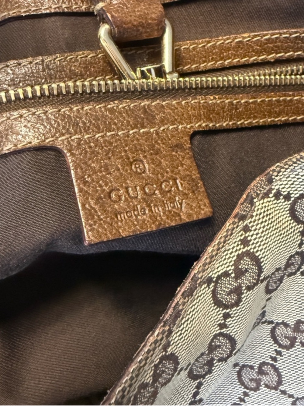 Vintage Gucci Jackie 1961 GG Supreme Monogram Canvas Shoulder Bag Brown Cream - Picture 11 of 12
